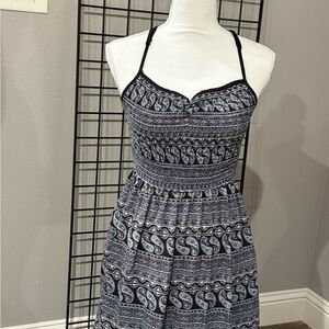 Elegant Black and White Paisley Dress